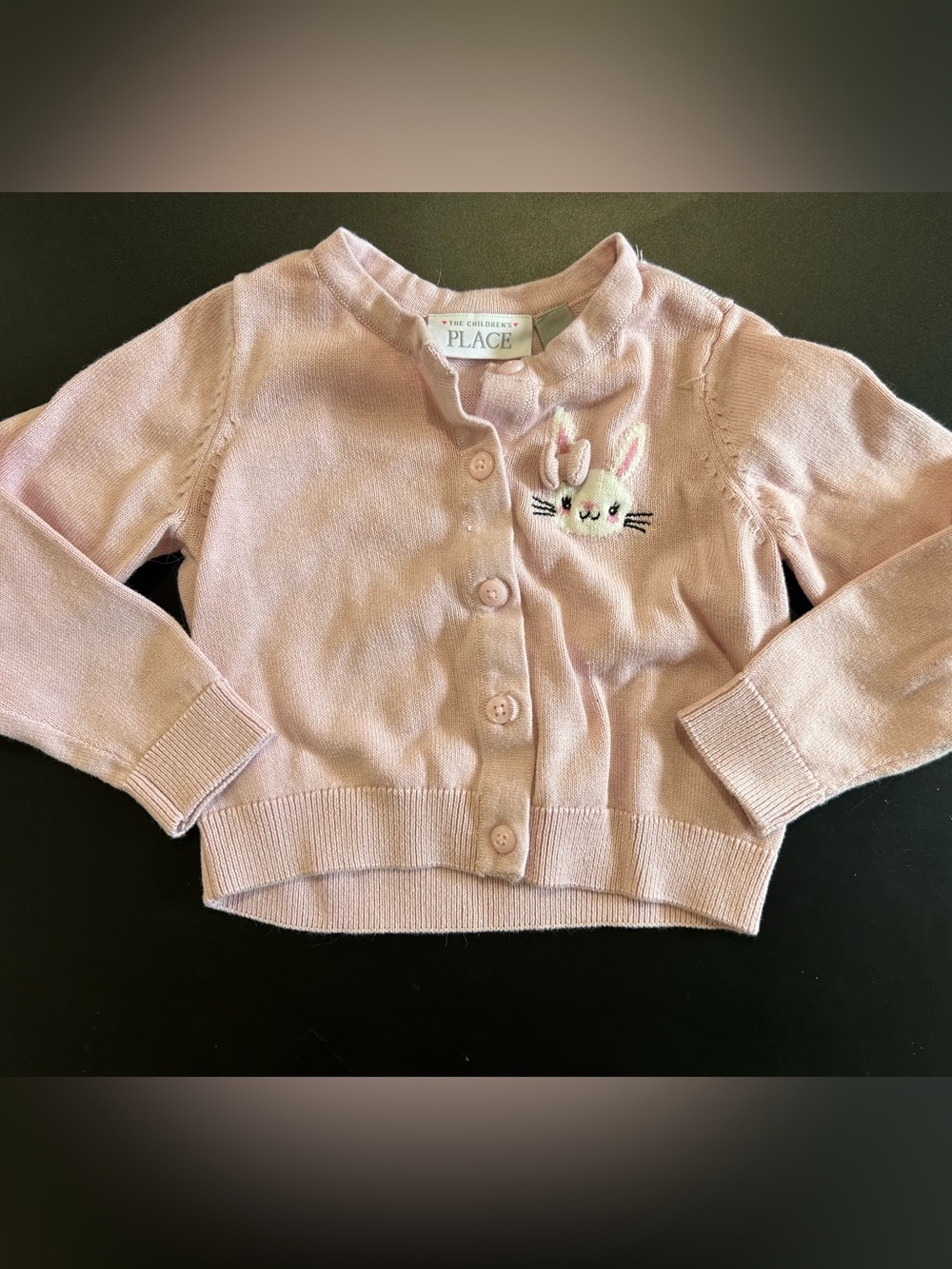 The Children's Place Light Pink Bunny Embroidered Cardigan